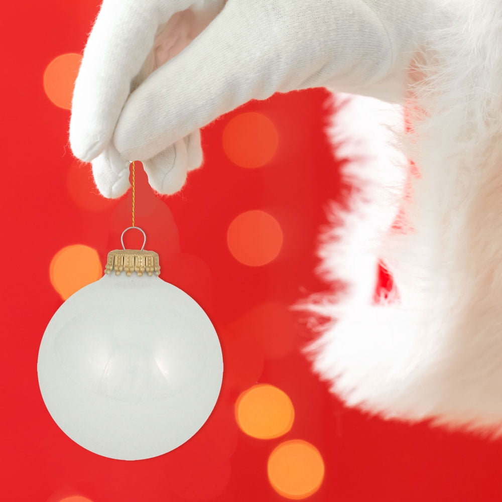 Christmas By Krebs 2 5/8" (67mm) Seamless Glass Ornament [8 Pieces], Decorated Designer Heirloom (Classic White Velvet)