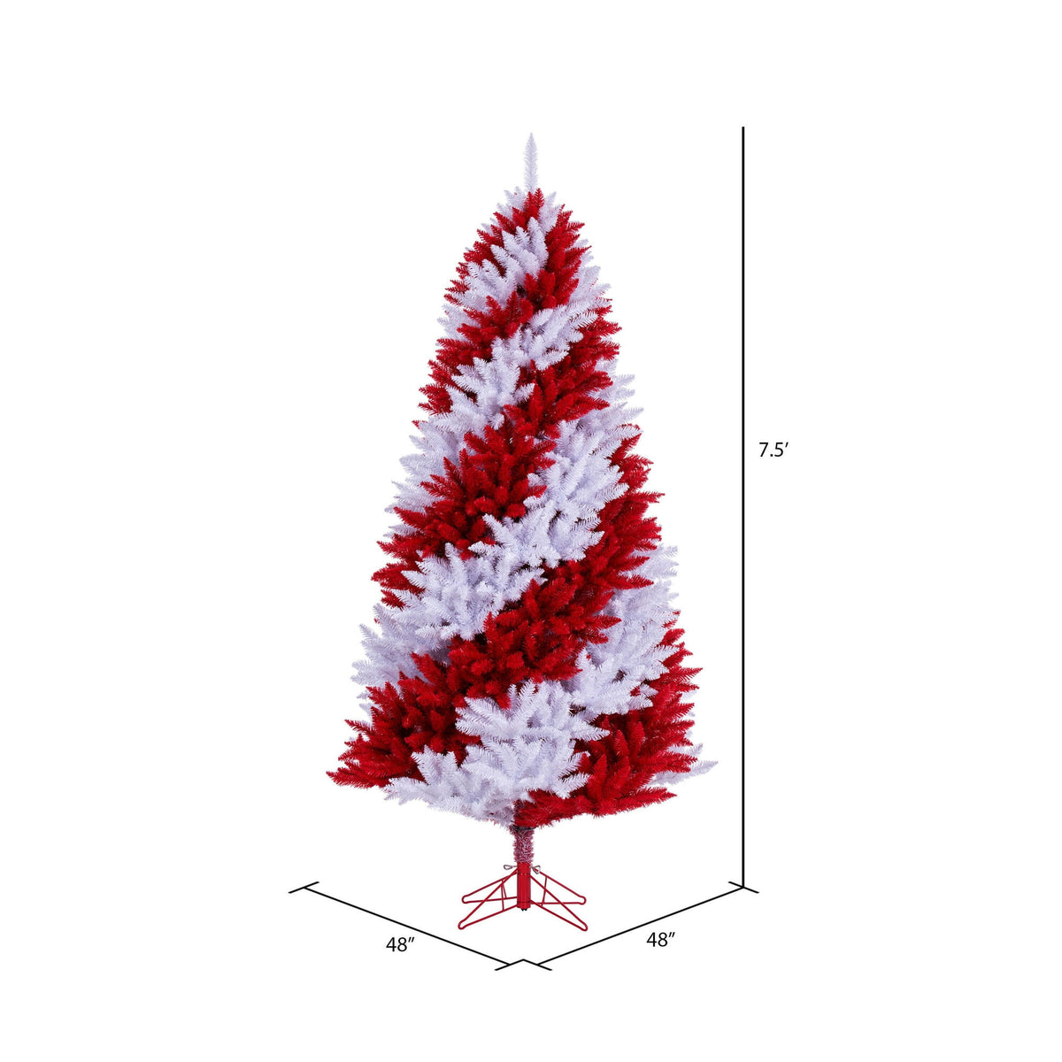 Vickerman 7.5' x 48" Candy Cane Artificial Unlit Christmas Pine Tree.