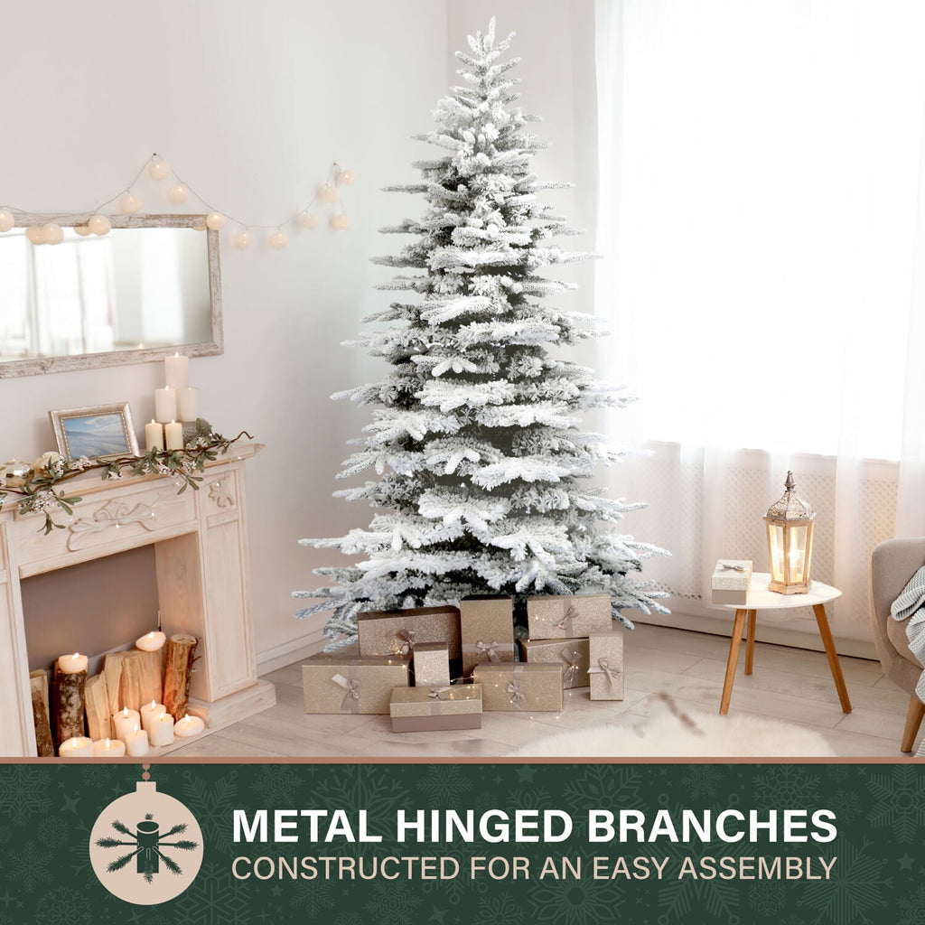 Fraser Hill Farm 6.5-Ft. Flocked Pine Valley Christmas Tree, FFPV065-0SN