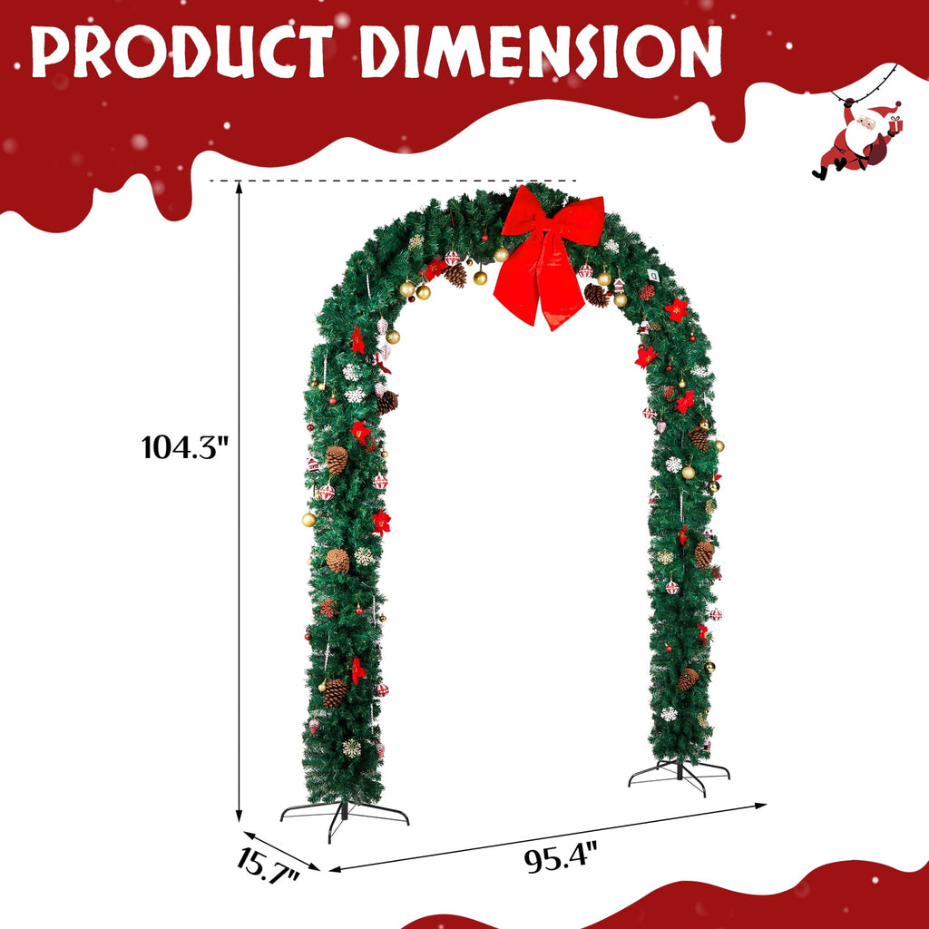 iTopRoad 8.7Ft Christmas Tree Arch Archway Christmas Decorations ,Green