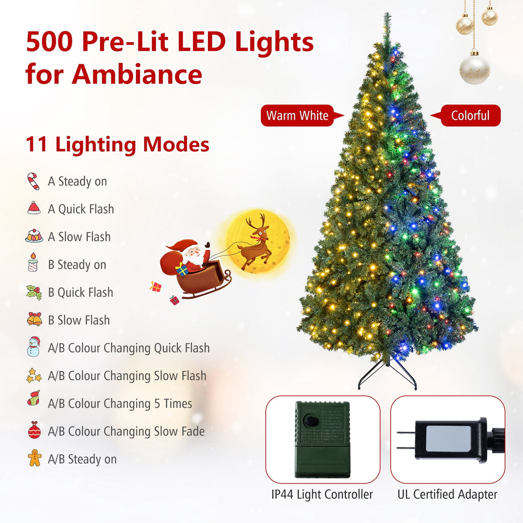 Costway 6Ft Pre-Lit Artificial Christmas Tree Hinged 350 LED Lights