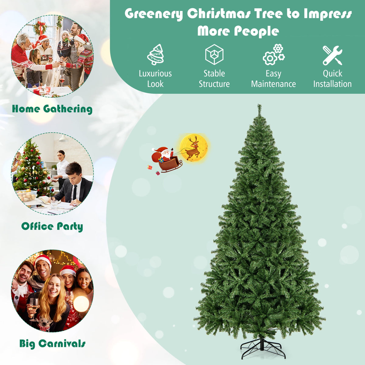 Gymax 7.5 ft Unlit Artificial Christmas Tree Hinged Spruce Xmas Tree w/ Metal Stand