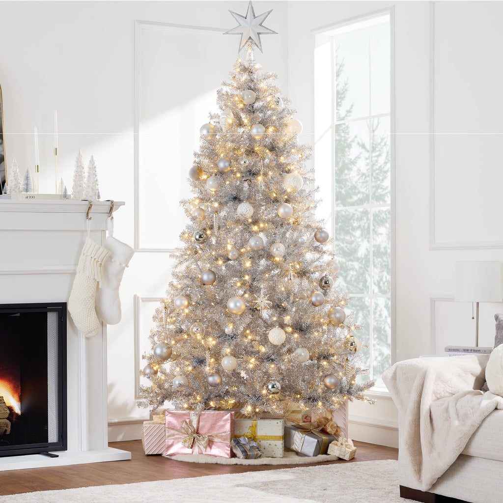 Best Choice Products 6ft Artificial Tinsel Christmas Tree with Viral Twinkling Lights, Pre-Lit Pine, 250 Lights