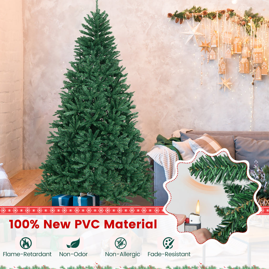 Gymax 7.5 FT Artificial Christmas Tree Hinged Christmas Tree w/ 2254 Lush Branch Tips
