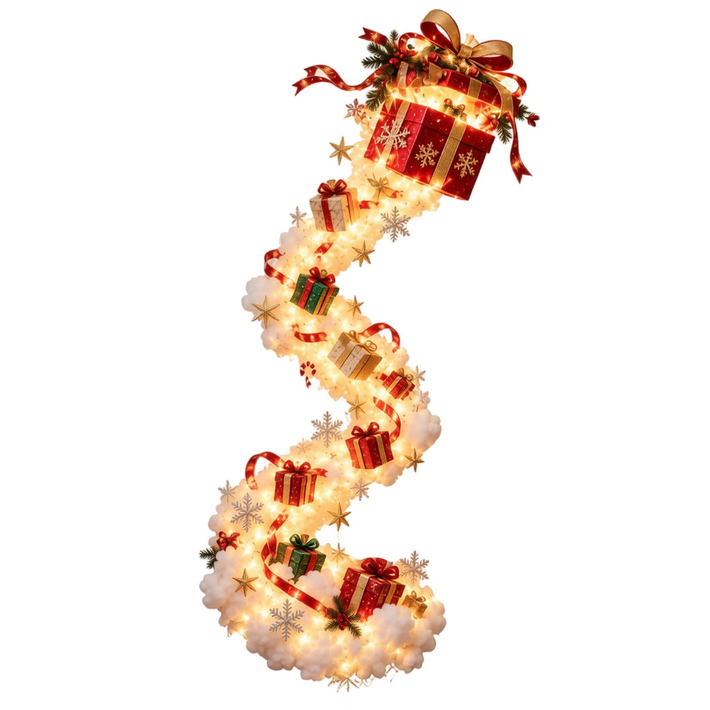 5Pcs Christmas Stair Banister Decoration Lighted Santa Snow Scene Garland for Stair Railing Indoor Holiday Home Ornament