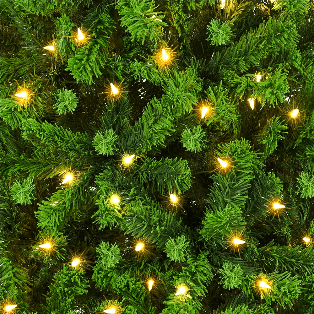 Alden Design 7.5 ft Pre-Lit Flocked Christmas Tree with Warm Lights, Frosted White