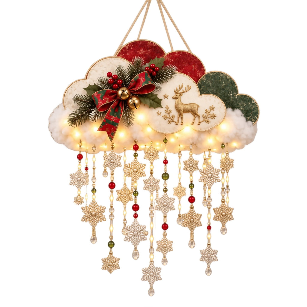 5Pcs Christmas Stair Banister Decoration Lighted Santa Snow Scene Garland for Stair Railing Indoor Holiday Home Ornament