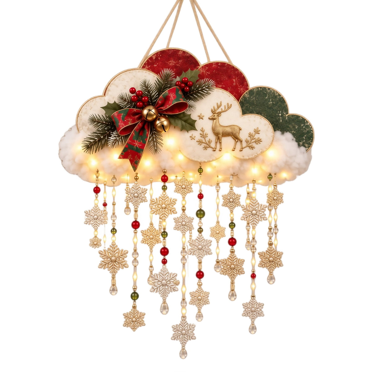 5Pcs Christmas Stair Banister Decoration Lighted Santa Snow Scene Garland for Stair Railing Indoor Holiday Home Ornament