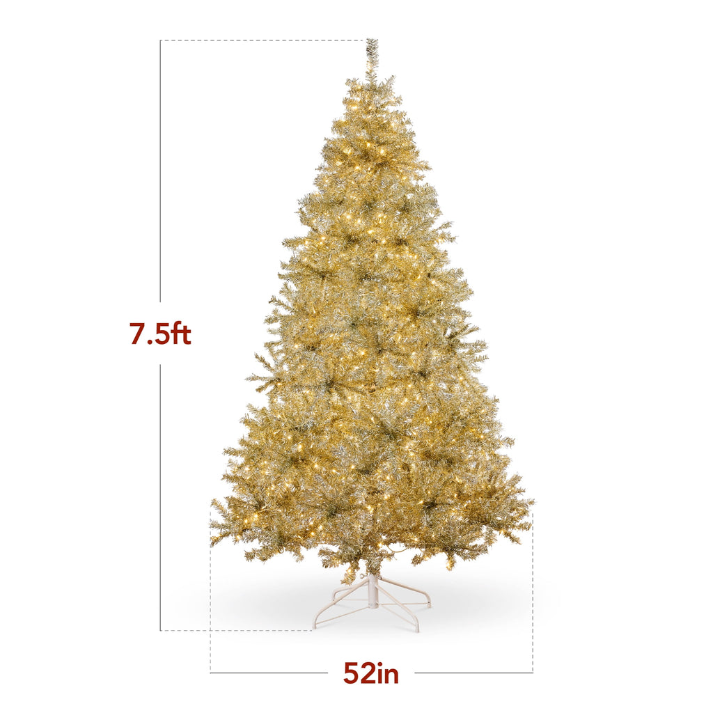 Best Choice Products 7.5ft Artificial Tinsel Christmas Tree with Viral Twinkling Lights, Pre-Lit Pine, 550 Lights