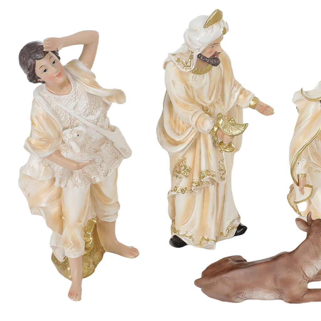 Ultym Nativity Set 12 inch 11 Piece Resin Christmas Nativity Scene Indoor Tabletop Figurines Ivory White