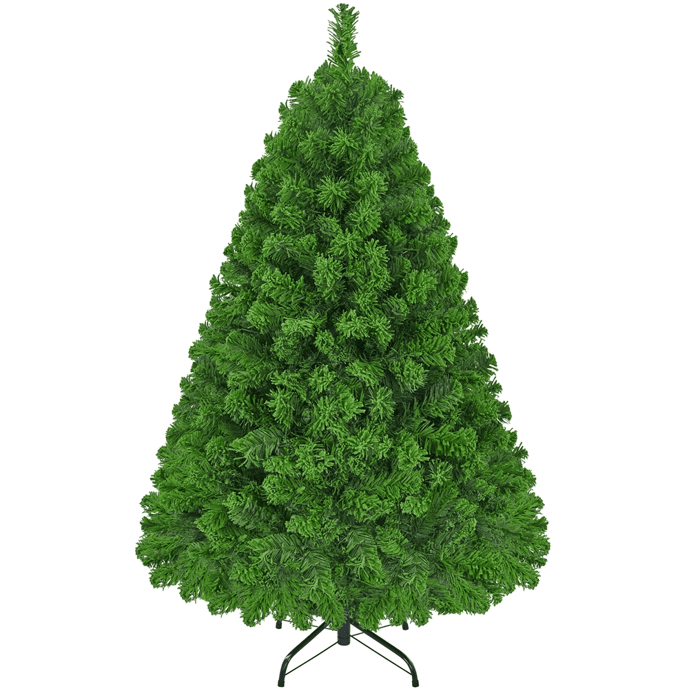 Alden Design 7.5 ft Pre-Lit Flocked Christmas Tree with Warm Lights, Frosted White