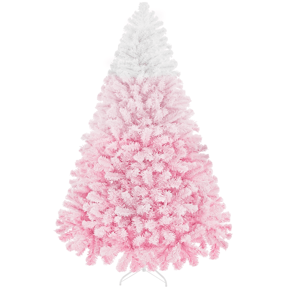 Alden Design 7.5 ft Pre-Lit Flocked Christmas Tree with Warm Lights, Frosted White