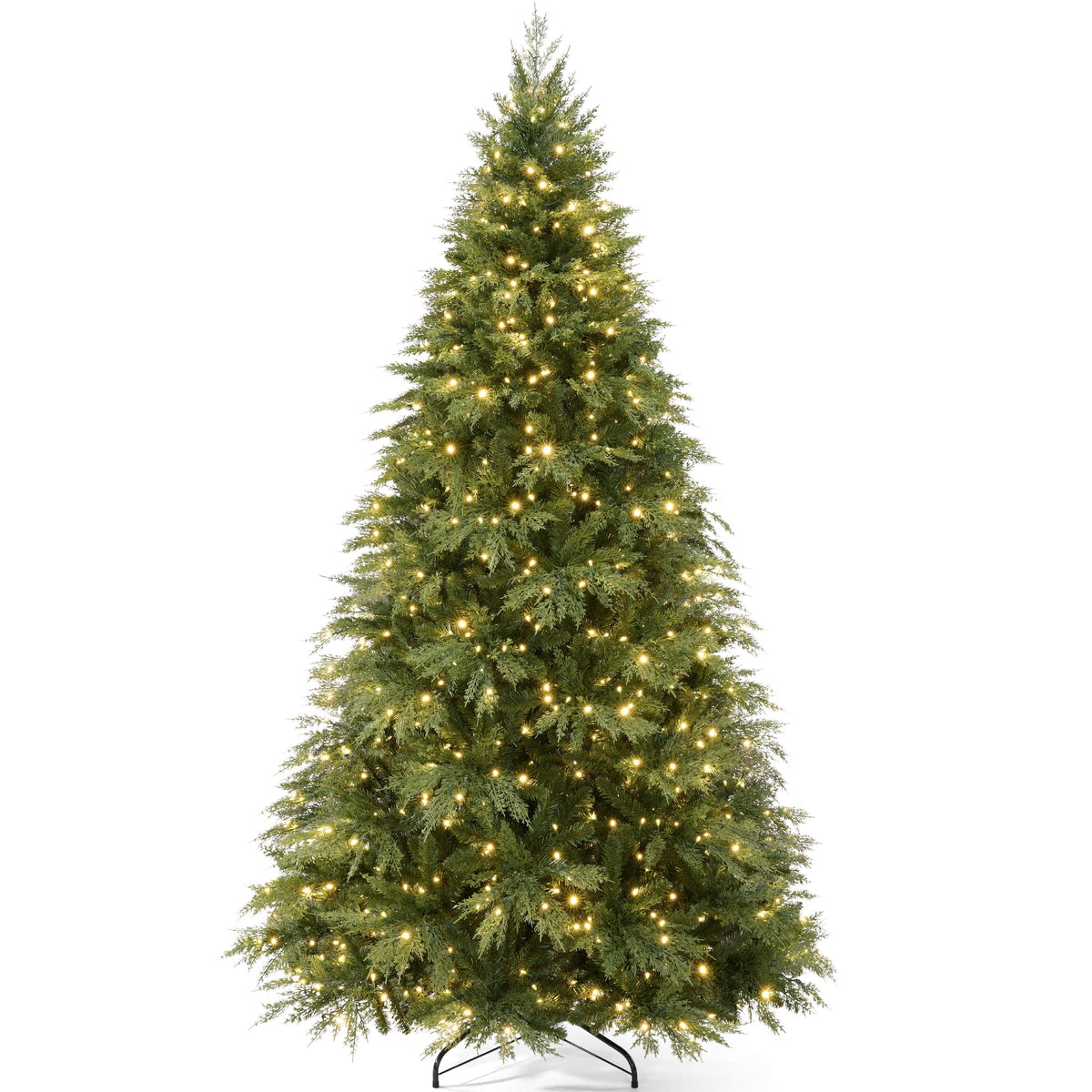 Best Choice Products Pre-Lit Cedar Cypress Christmas Tree w/Twinkling Lights, 6ft Holiday Decor, White & Multicolor LEDs