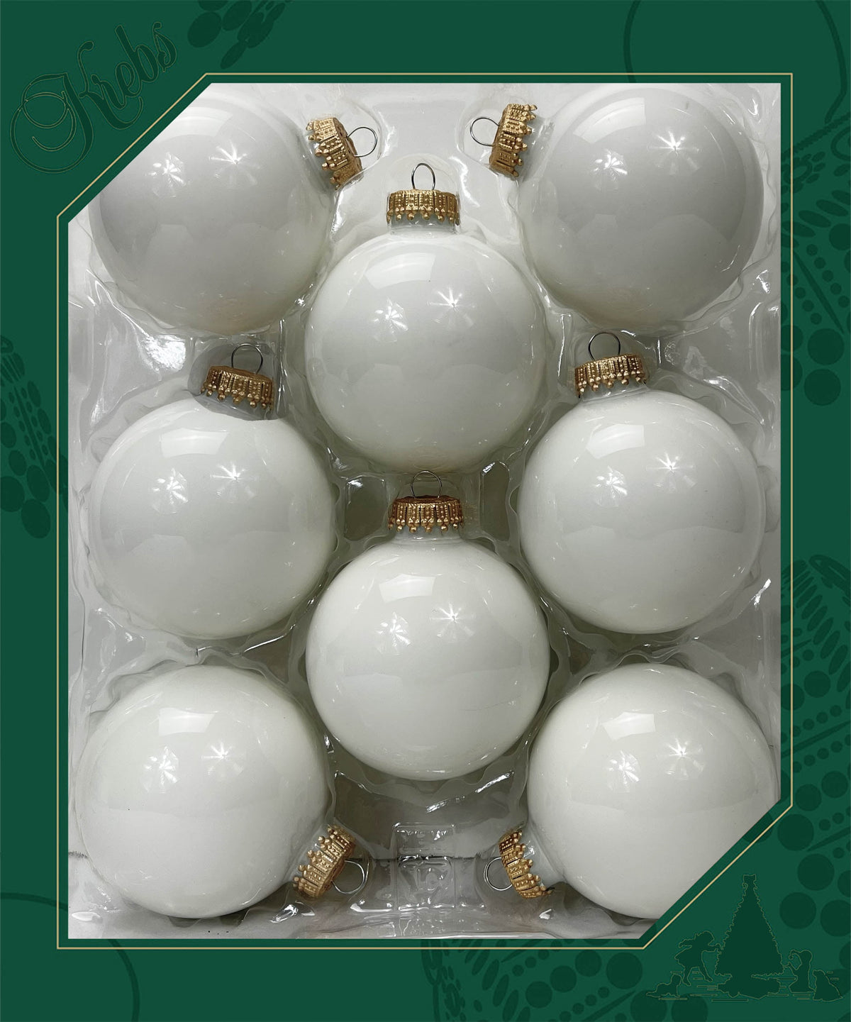 Christmas By Krebs 2 5/8" (67mm) Seamless Glass Ornament [8 Pieces], Decorated Designer Heirloom (Classic White Velvet)
