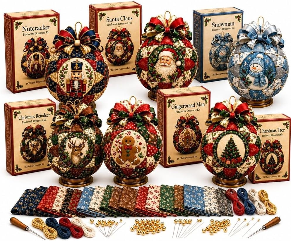 Christmas Classics Patchwork Ornament DIY Kit, Holiday Decorations (ALL)