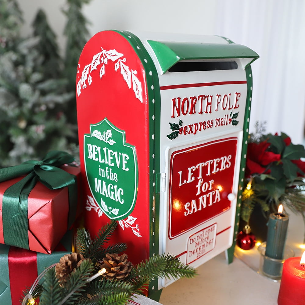 Christmas Mailbox Decoration Santa's Mailbox Letters To Santa Xmas Ornament Tabletop Christmas Decoration