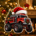 Christmas Ornament Fire Truck Holiday Acrylic Tree Hanging for Firefighters
