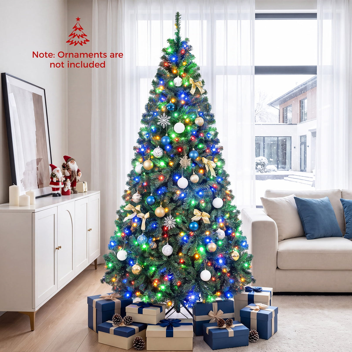 Costway 6Ft Pre-Lit Artificial Christmas Tree Hinged 350 LED Lights