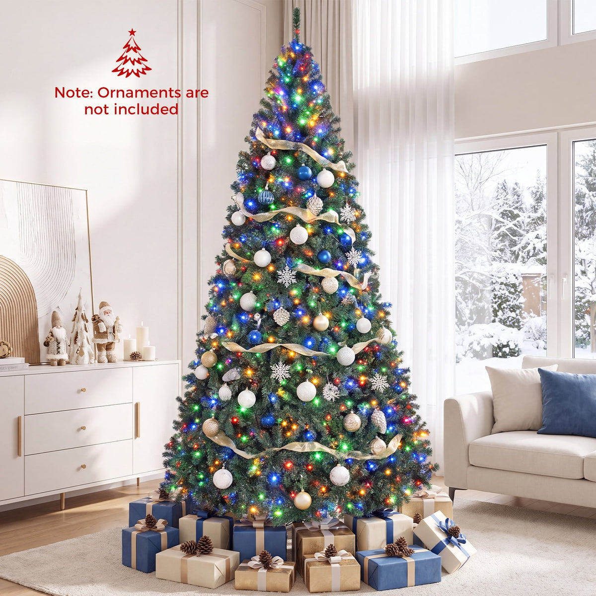 Costway 6Ft Pre-Lit Artificial Christmas Tree Hinged 350 LED Lights