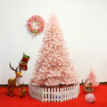 Gymax 6ft Pink Classic Pine Christmas Tree Artificial Hinged Tips (Pink)
