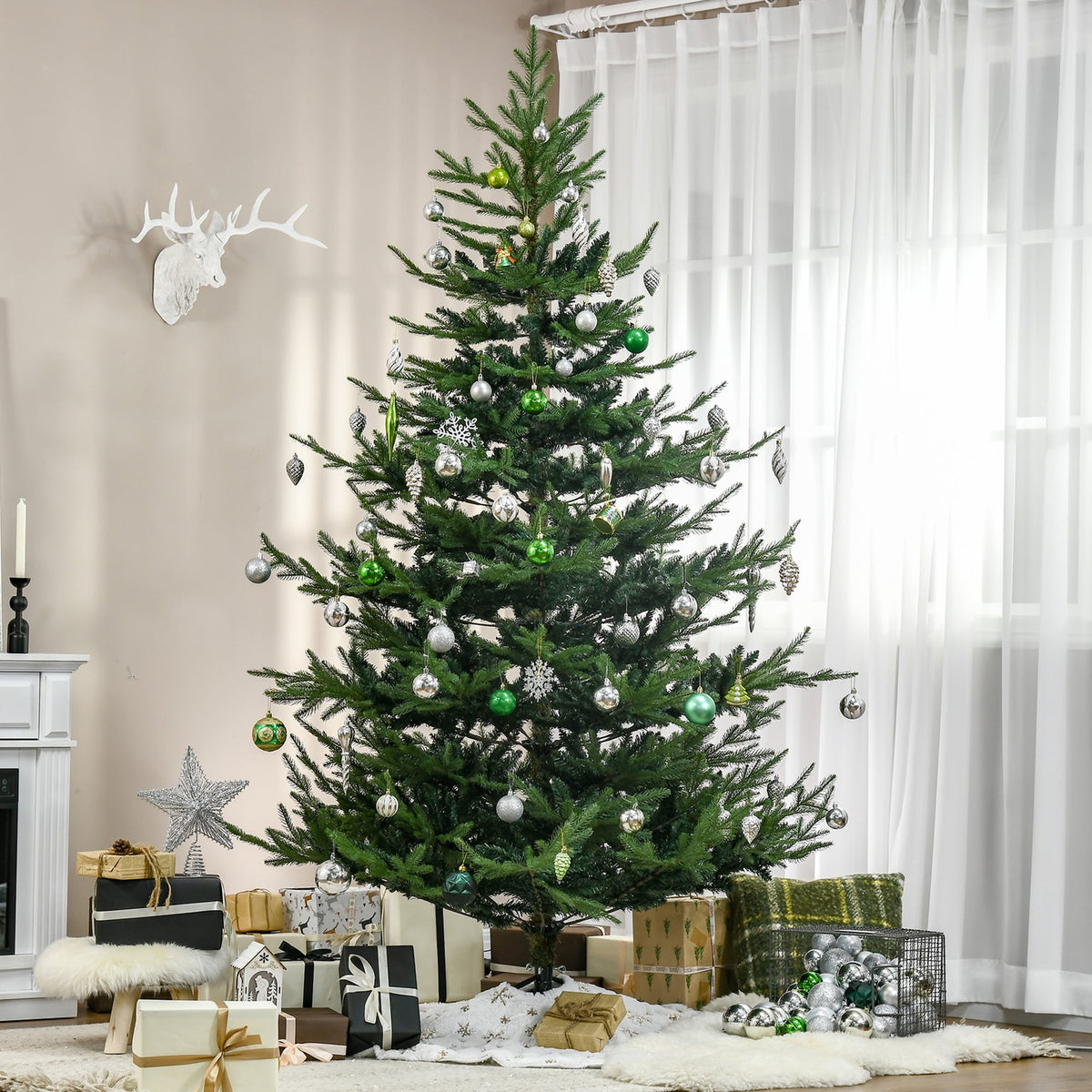 HOMCOM Artificial Christmas Tree Holiday Xmas Tree with Pine Shape