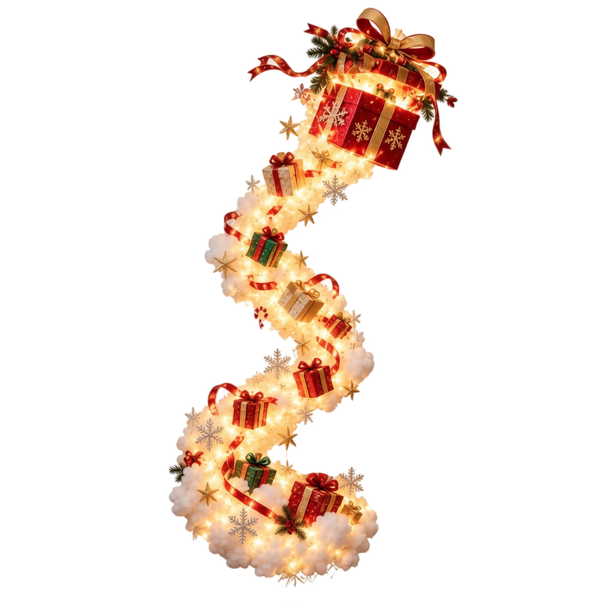 Lighted Christmas Stair Railing Garland Pack of 5 Santa Figures Snow Scene Ornament for Staircase Banister Indoor Display