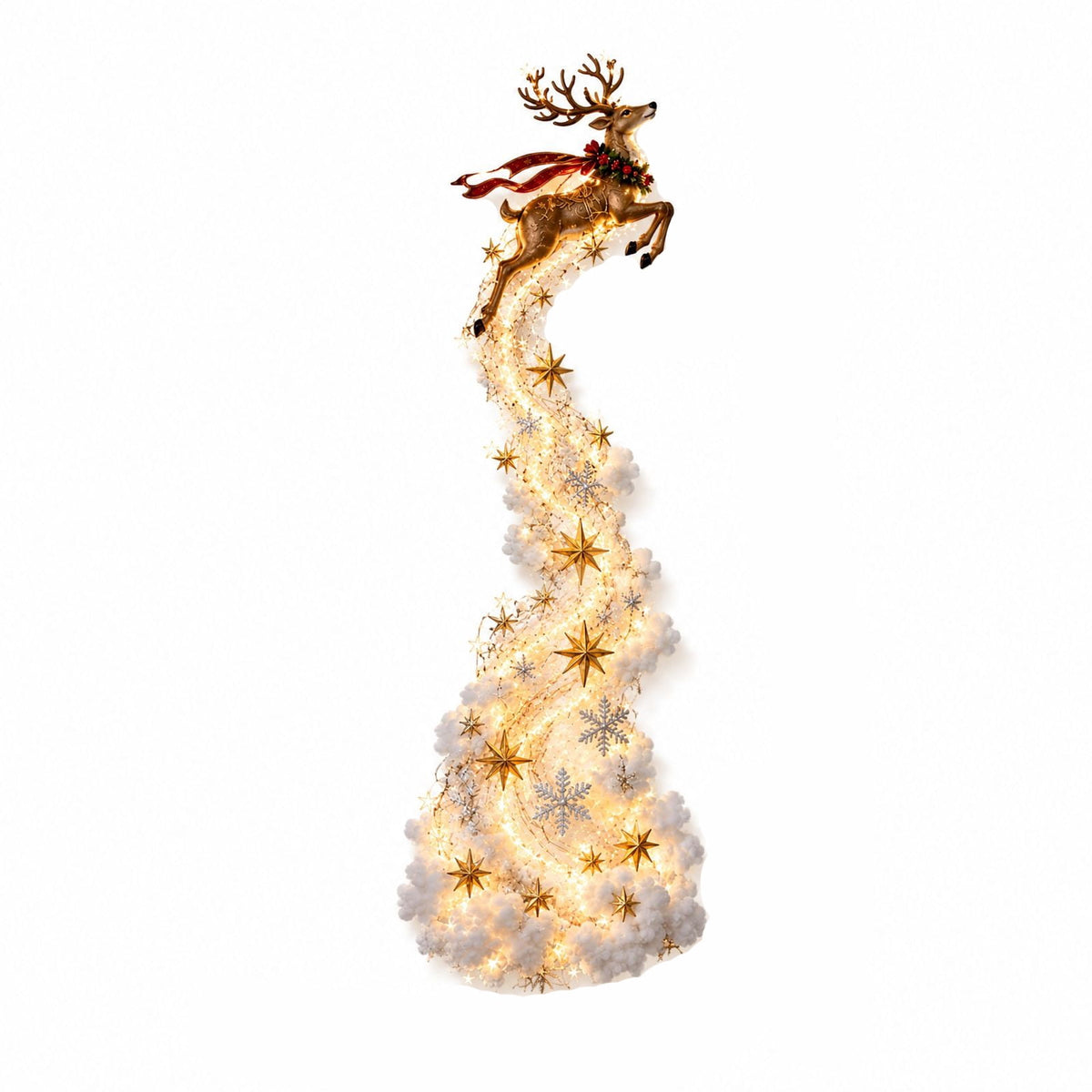 Lighted Christmas Stair Railing Garland Pack of 5 Santa Figures Snow Scene Ornament for Staircase Banister Indoor Display