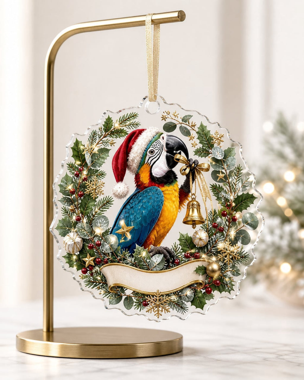 Ornament Parrot Christmas Wreath Hanging Decor Holiday Gift