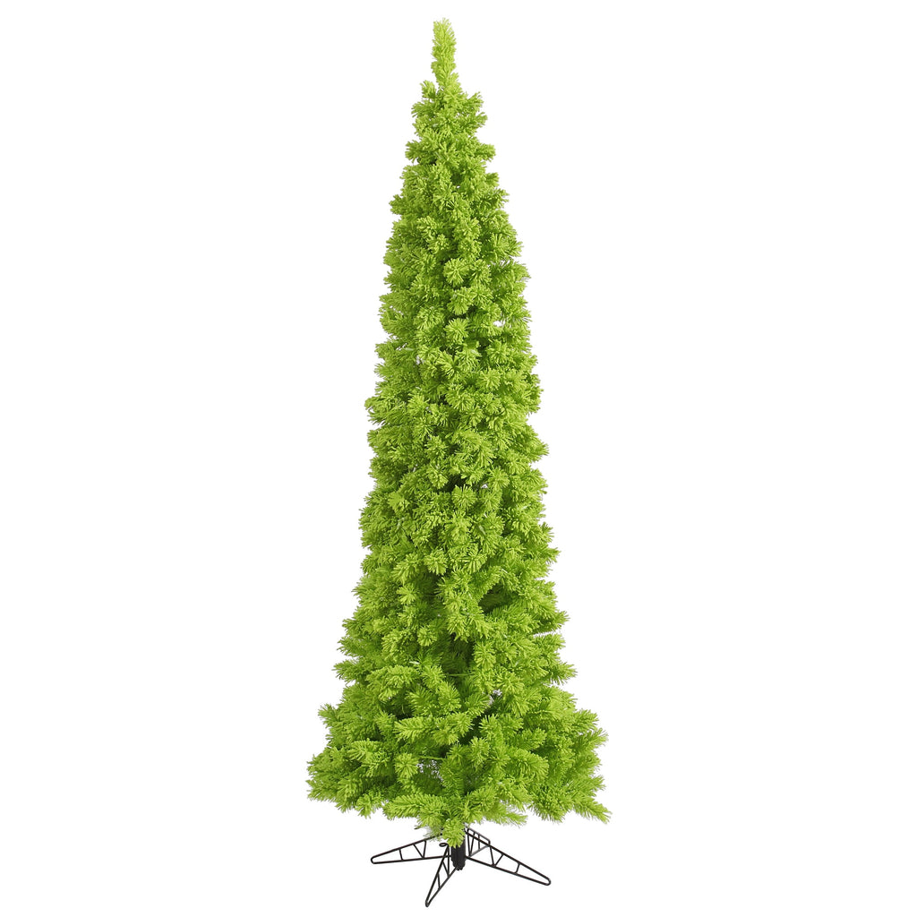 Vickerman 7.5' Flocked Lime Pencil Fir Artificial Christmas Tree, Unlit