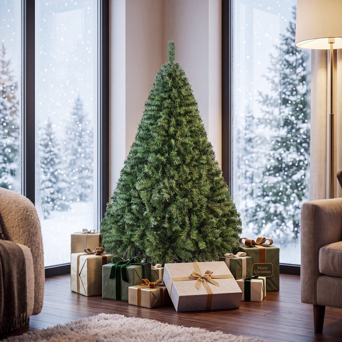 Costway 7.5FT PVC Christmas Tree 1346 Tips Hinged Solid Metal Leg