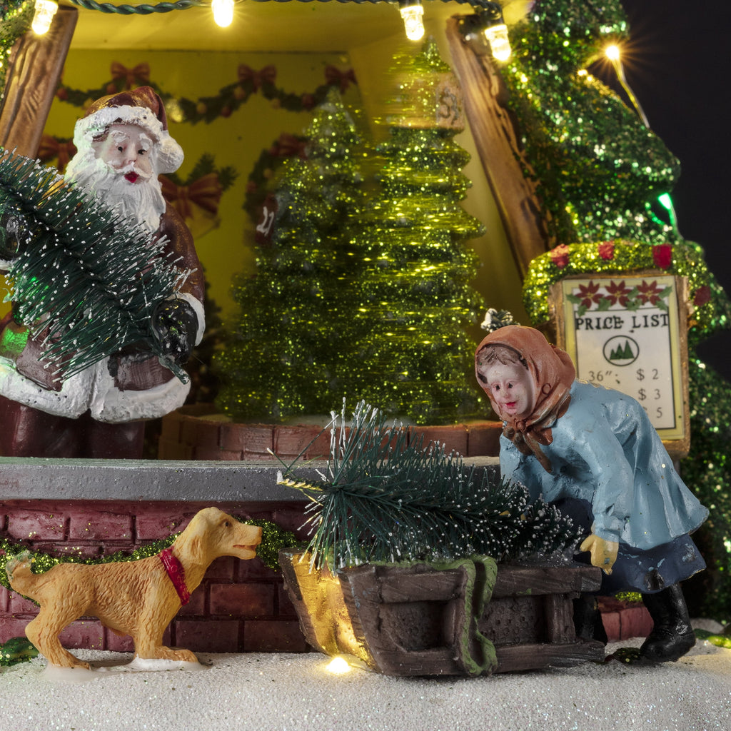 Alpine Corporation Animated Children Playing in Christmas Village Holiday Tabletop Decor with 26 Multicolor LED Lights and 5.9' Cord, 17" L x 11" W x 9" H