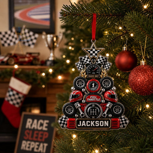 Christmas Ornament Acrylic Auto Racing Personalized Tree Hanging for Race Fans