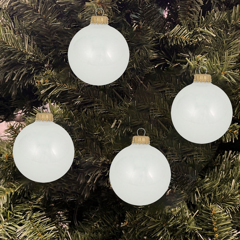 Christmas By Krebs 2 5/8" (67mm) Seamless Glass Ornament [8 Pieces], Decorated Designer Heirloom (Classic White Velvet)