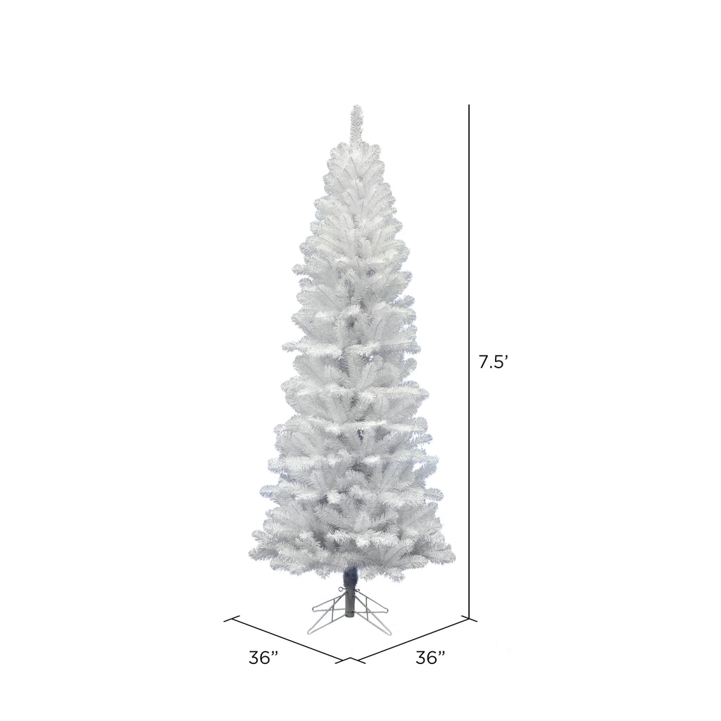 Vickerman 7.5' White Salem Pencil Pine Artificial Christmas Tree, Unlit