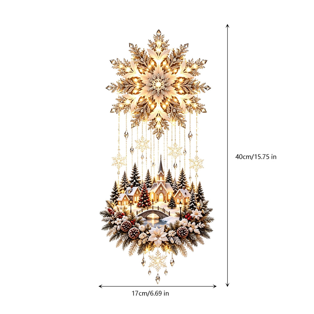 5Pcs Christmas Stair Banister Decoration Lighted Santa Snow Scene Garland for Stair Railing Indoor Holiday Home Ornament