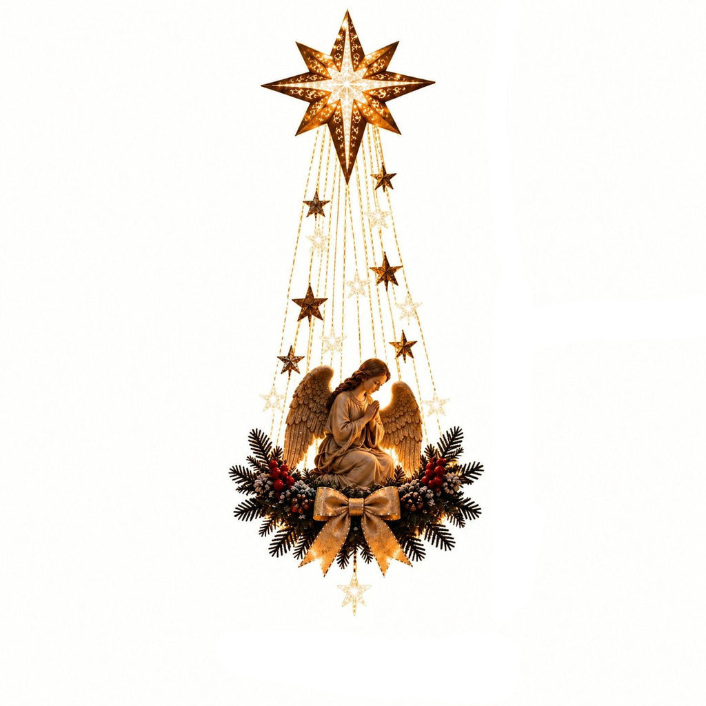 5Pcs Christmas Stair Banister Decoration Lighted Santa Snow Scene Garland for Stair Railing Indoor Holiday Home Ornament