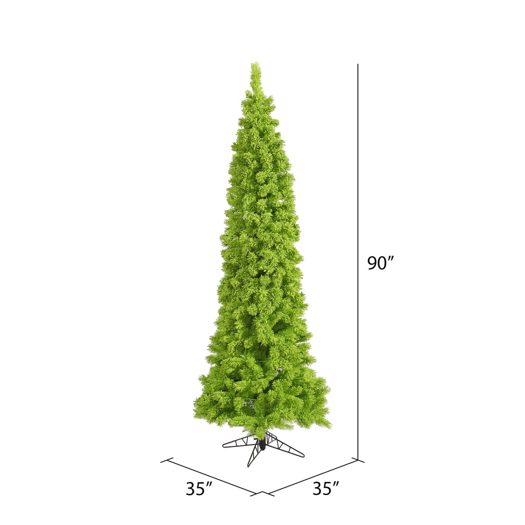 Vickerman 7.5' Flocked Lime Pencil Fir Artificial Christmas Tree, Unlit