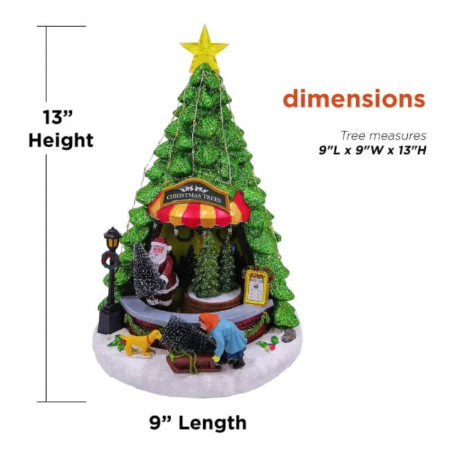 Alpine Corporation Animated Children Playing in Christmas Village Holiday Tabletop Decor with 26 Multicolor LED Lights and 5.9' Cord, 17" L x 11" W x 9" H