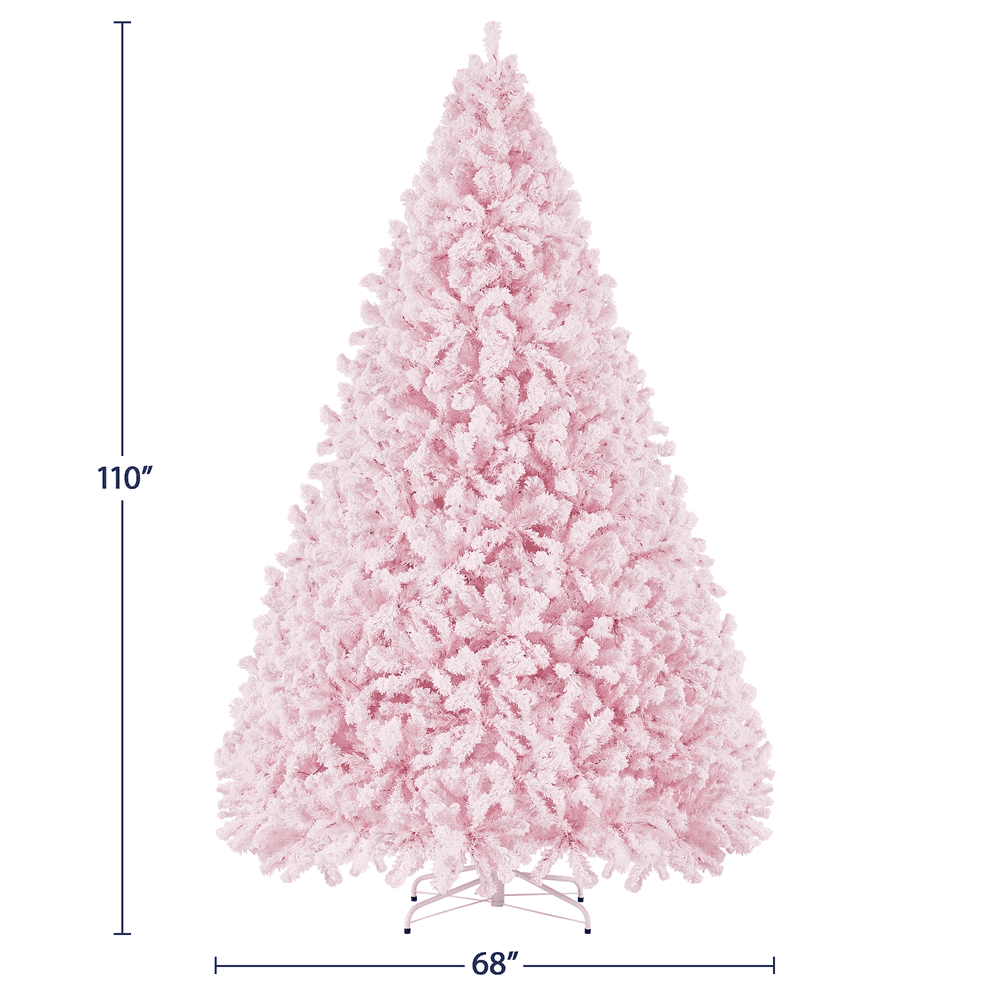 Alden Design 7.5 ft Pre-Lit Flocked Christmas Tree with Warm Lights, Frosted White