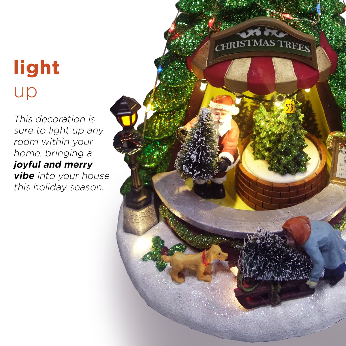 Alpine Corporation Animated Children Playing in Christmas Village Holiday Tabletop Decor with 26 Multicolor LED Lights and 5.9' Cord, 17" L x 11" W x 9" H