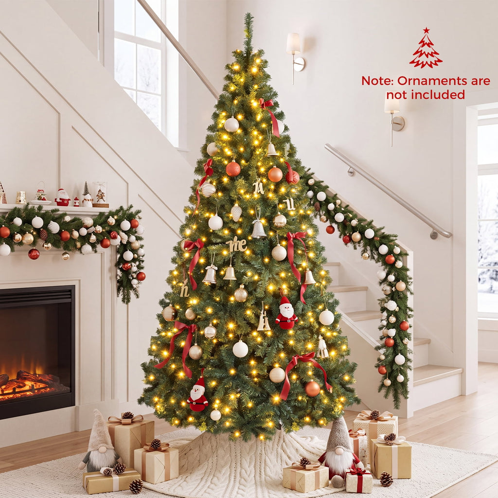 Costway 6Ft Pre-Lit Artificial Christmas Tree Hinged 350 LED Lights