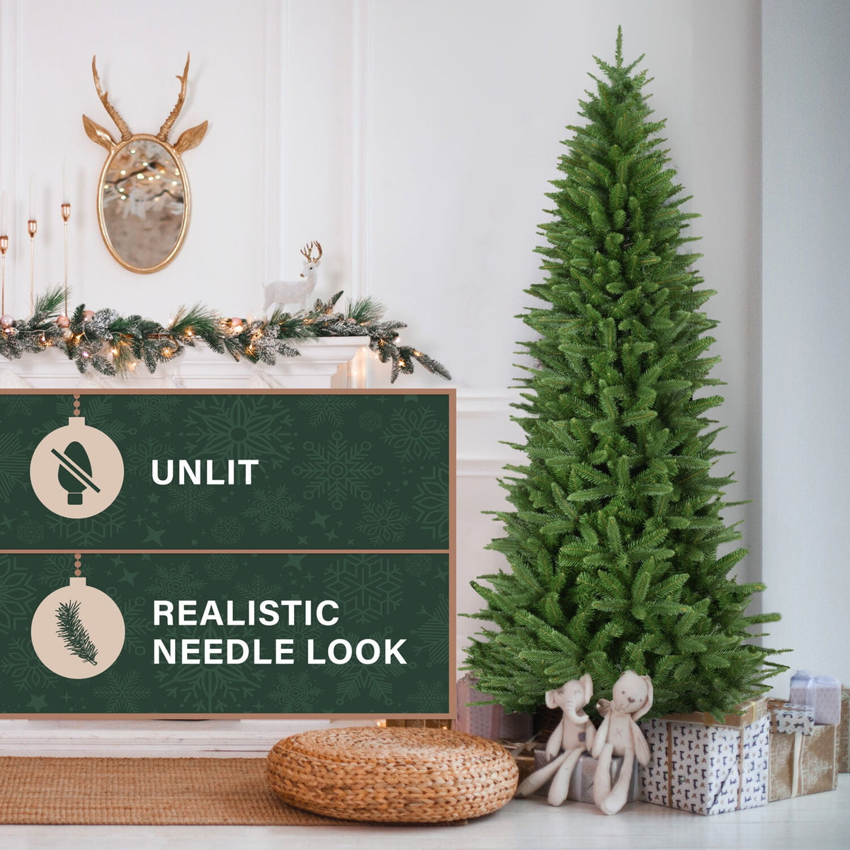 Fraser Hill Farm 7.5 ft. Winter Falls Slim Christmas Tree, FFWF075-0GR