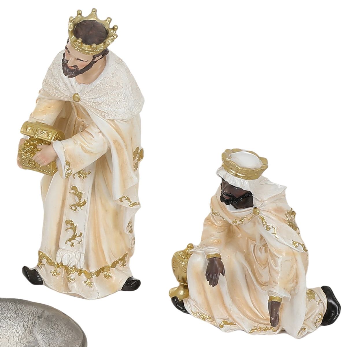 Ultym Nativity Set 12 inch 11 Piece Resin Christmas Nativity Scene Indoor Tabletop Figurines Ivory White
