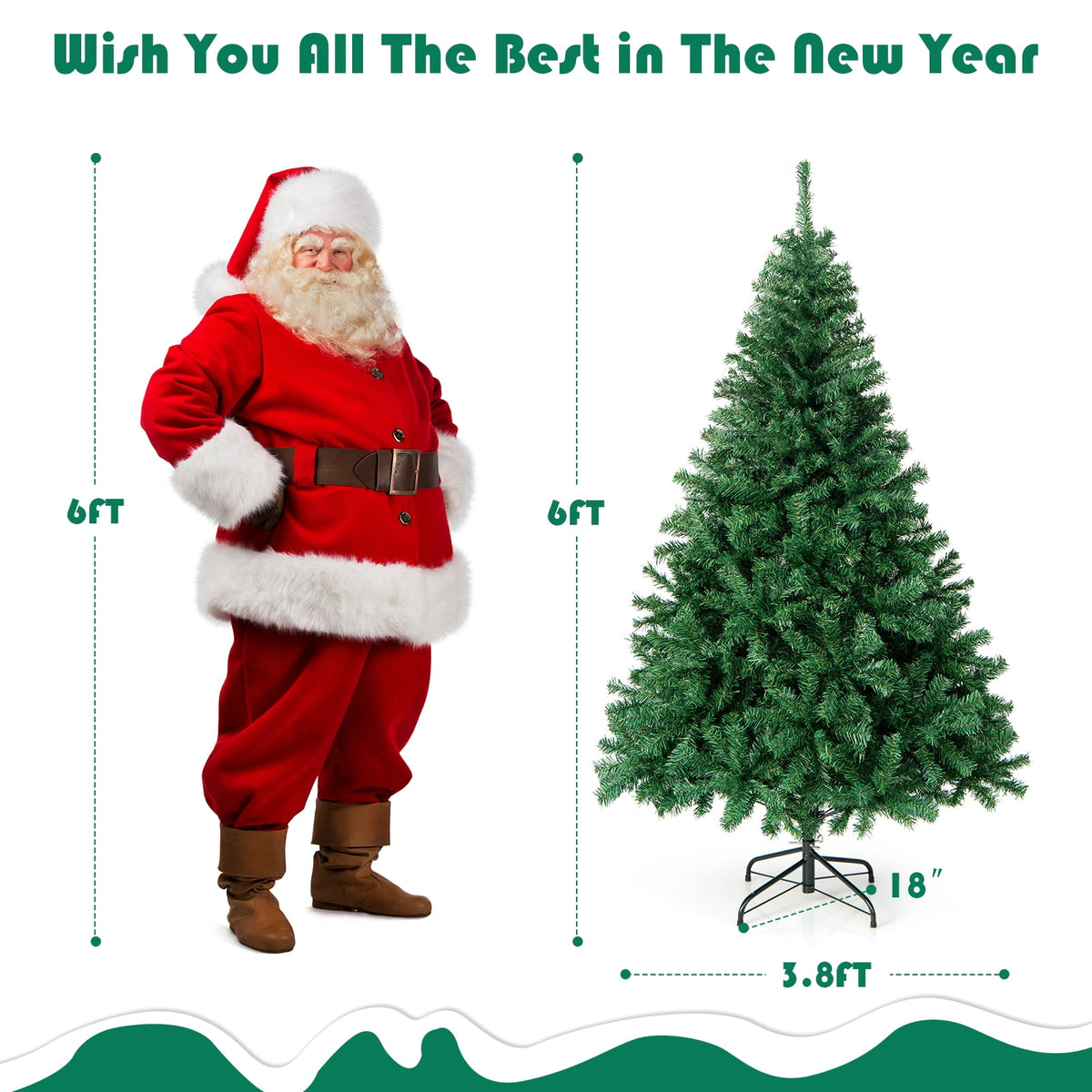 Costway 7.5FT PVC Christmas Tree 1346 Tips Hinged Solid Metal Leg