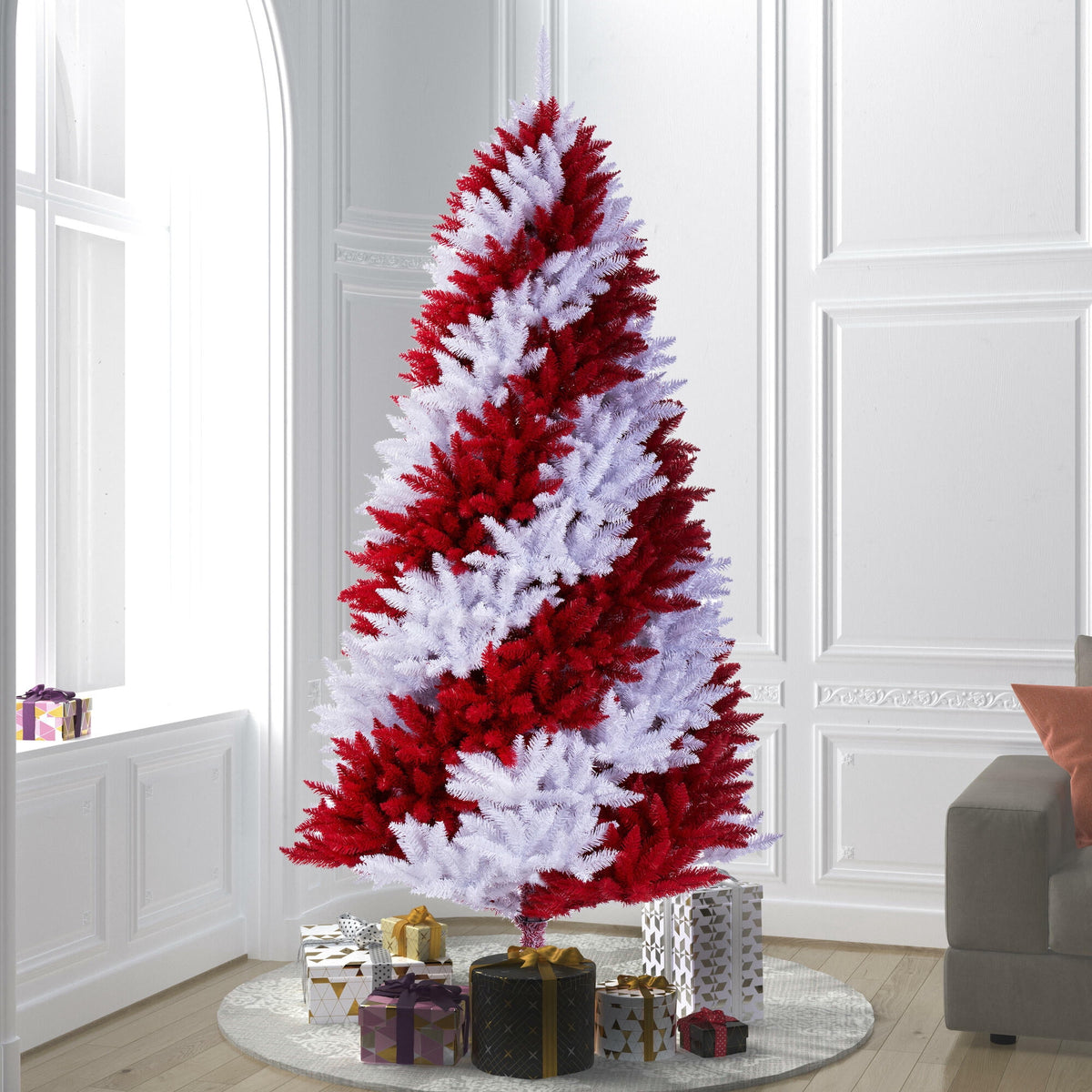 Vickerman 7.5' x 48" Candy Cane Artificial Unlit Christmas Pine Tree.