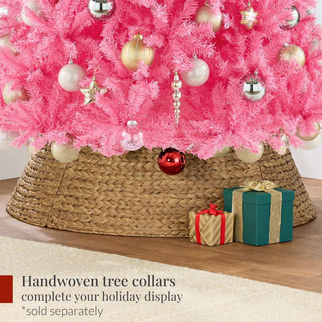 Best Choice Products Artificial Christmas Tree, 9ft Premium Unlit Pine Design, Dense Branches w/Easy Assembly - Pink