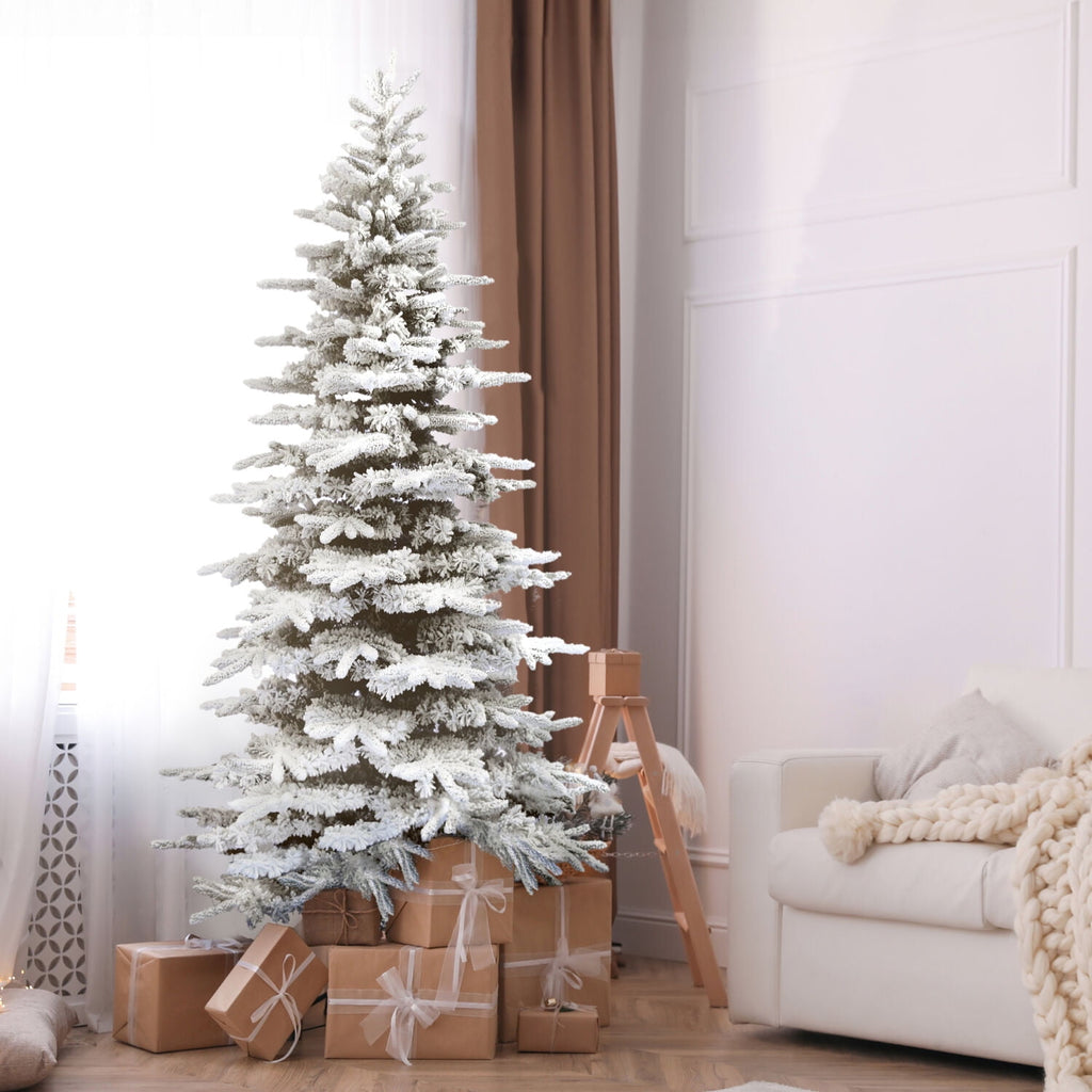 Fraser Hill Farm 6.5-Ft. Flocked Pine Valley Christmas Tree, FFPV065-0SN