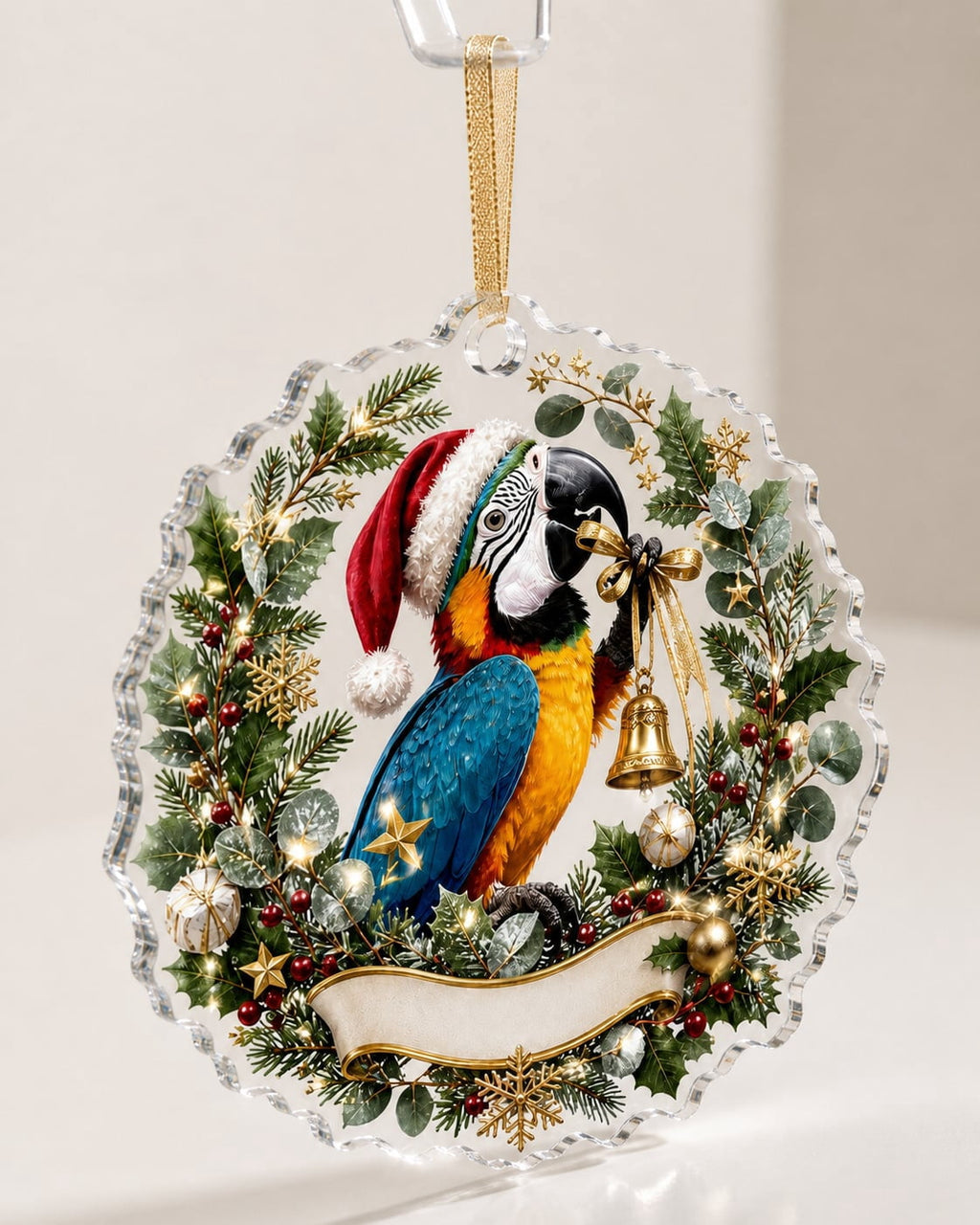 Ornament Parrot Christmas Wreath Hanging Decor Holiday Gift