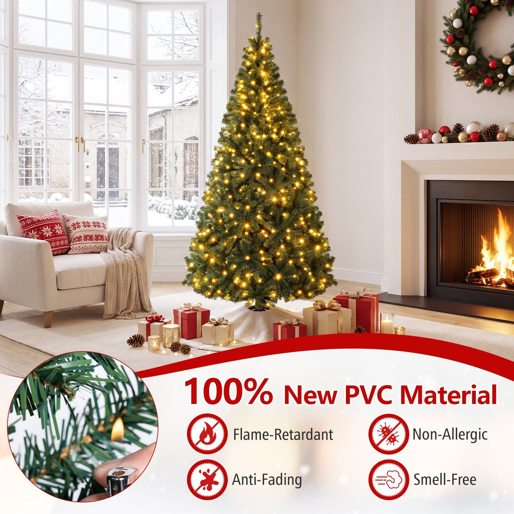 Costway 6Ft Pre-Lit Artificial Christmas Tree Hinged 350 LED Lights