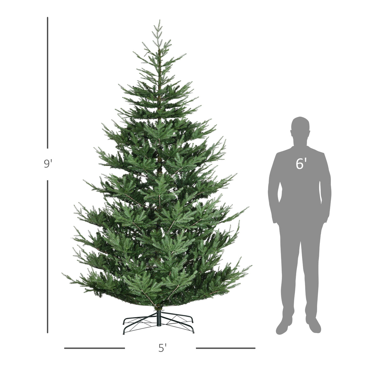 HOMCOM Artificial Christmas Tree Holiday Xmas Tree with Pine Shape